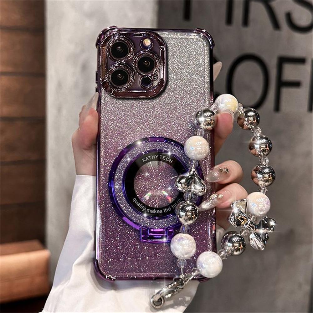 Luxury Bracelet Glitter Bracket Phone Case For Xiaomi Redmi Note 14 Pro Plus 14C 4G 5G 14T POCO X7 Pro Shockproof Silicone Cover