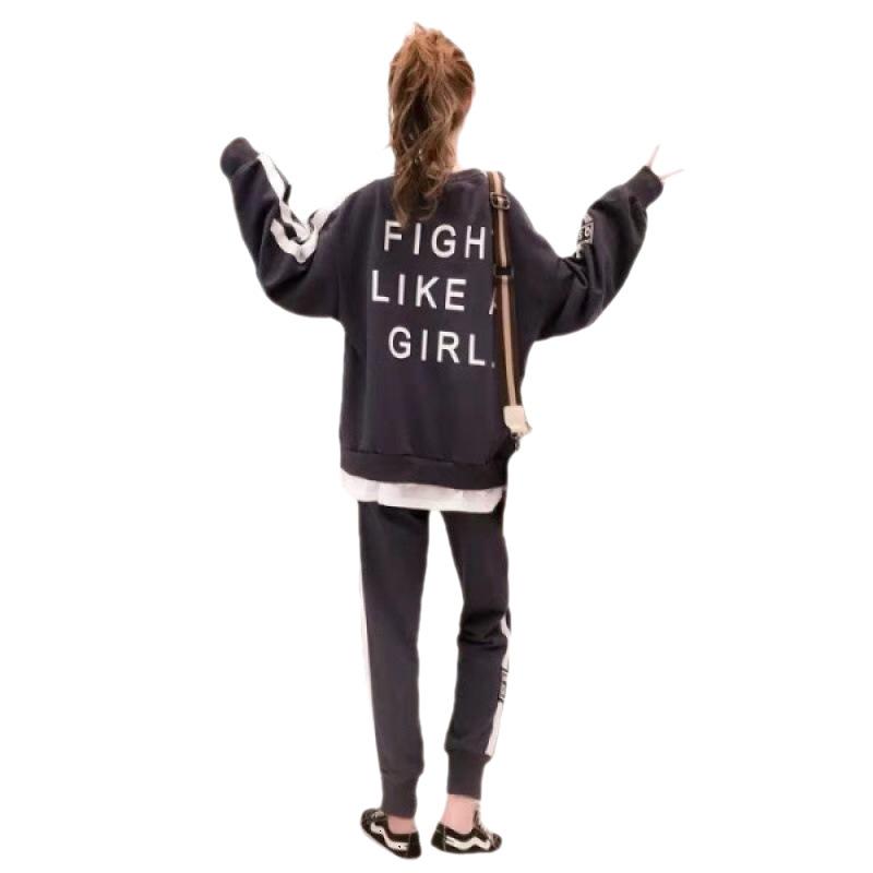 Spring/Summer Fashion Sporty Set for Women - Fresh and Cute Loose Long-Sleeved Sweatshirt with Versatile Casual Pants Set