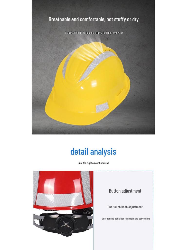 ABS Safety Helmet - National Standard Thickened, Breathable, Anti-Smash Protection for Construction Sites.