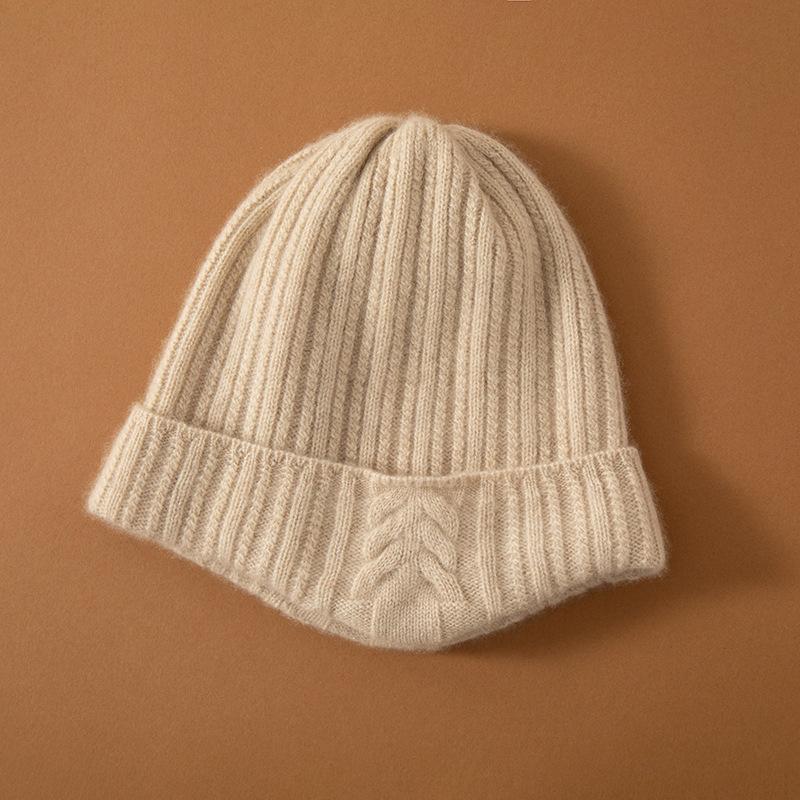 Autumn and winter cashmere hat women's British style casual wool hat knitted solid color men's ear protection fashion hat warm batch