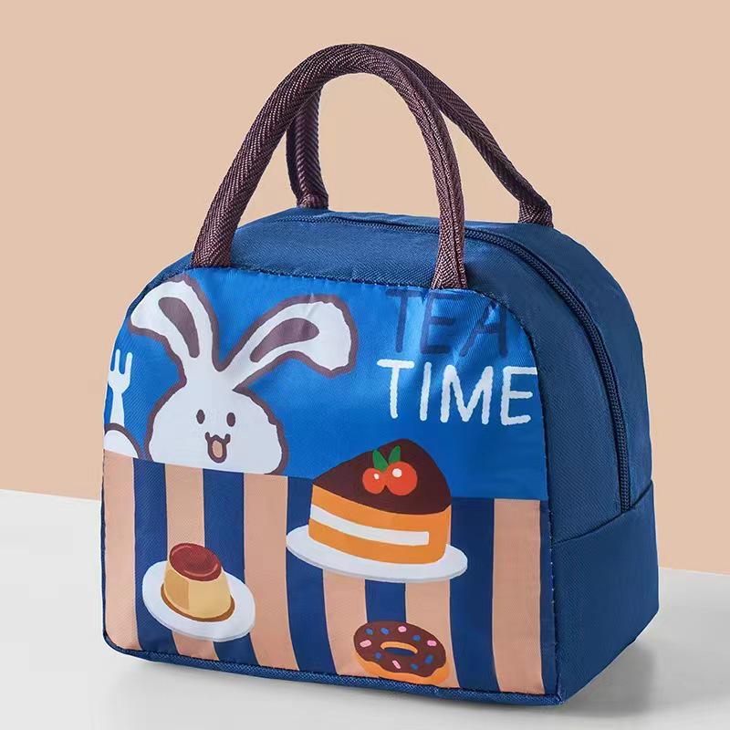 Compact Insulated Bento Lunch Bag with Thickened Aluminum Foil - Cute Cartoon Design for Students