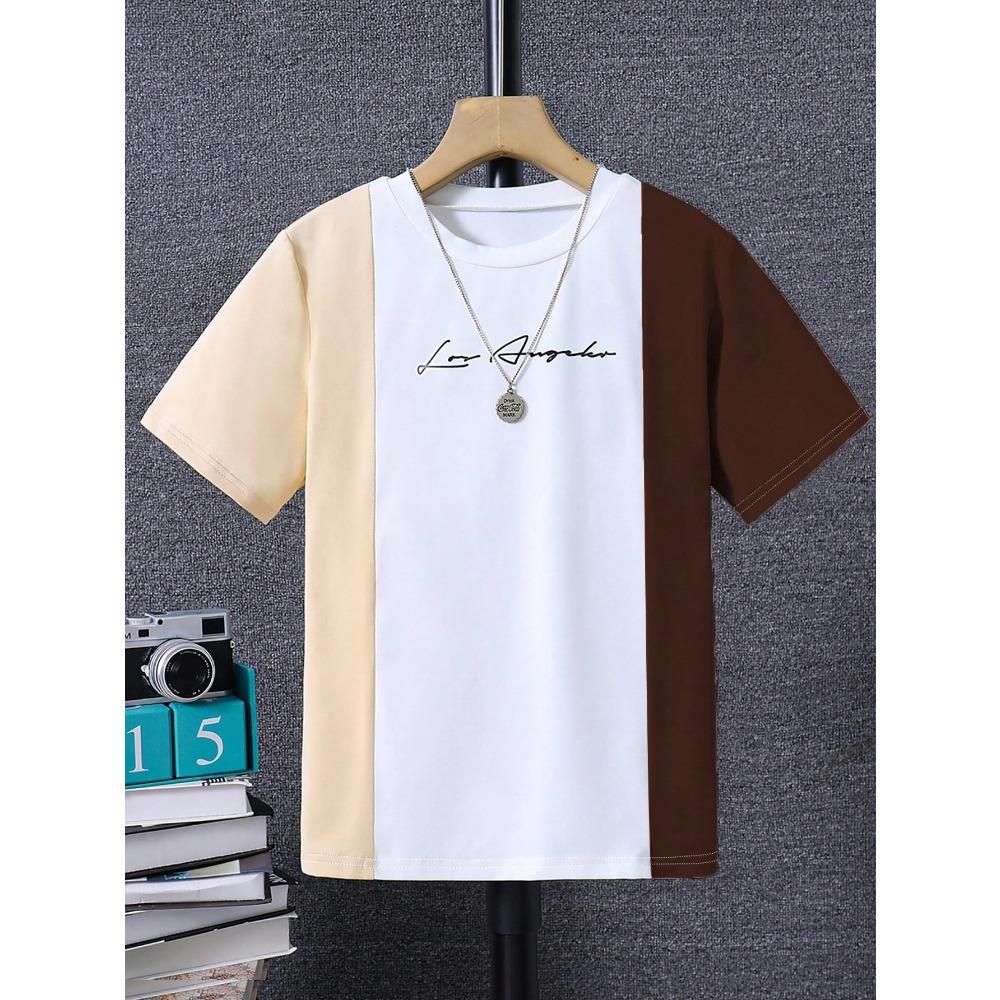 Short sleeved T-shirt suitable, summer contrasting color, fashionable and affordable children's casual top