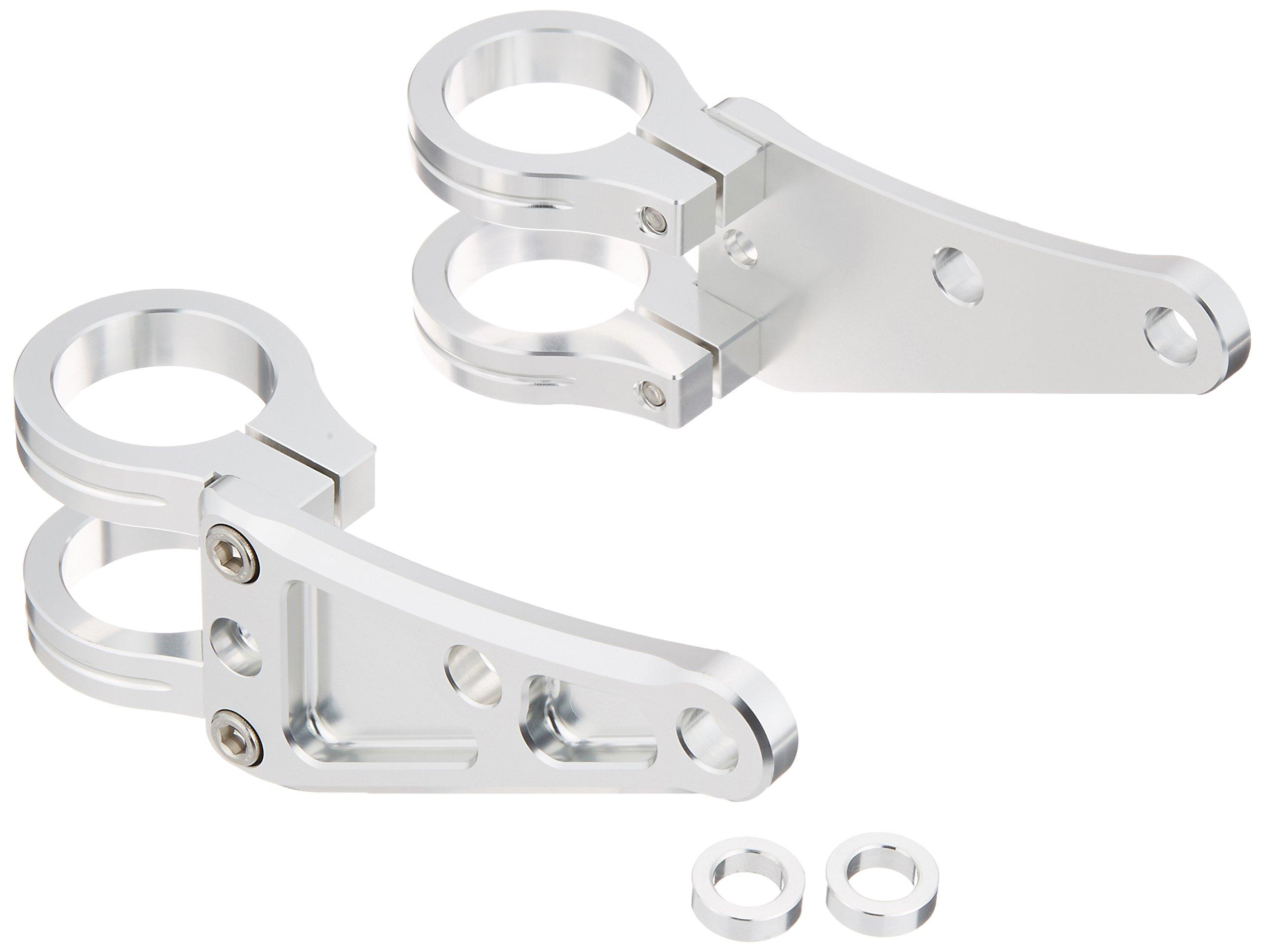 

POSH FAITH Motorcycle Machined Long Headlight Clamp 35mm Fork Stay, 2-Circle Type, Diameter, Silver, 010048-03