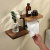 1 Wooden Wall Mounted Toilet Paper Holder Hanging Tissue Roll Dispenser, Iron Tissue Holder Bathroom Accessories