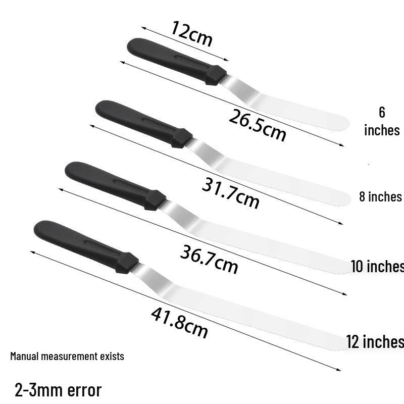 

6, 8, 10 Inch Straight & Curved Stainless Steel Spatula Set for Cake Decorating & Mixing