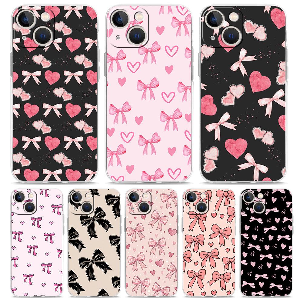 Phone Case For iPhone 17 Cases iPhone Air 16 15 12 13 14 Pro Max 7 8 Plus 16Pro iPhone11 Soft Cover Cute Pink Heart Bow