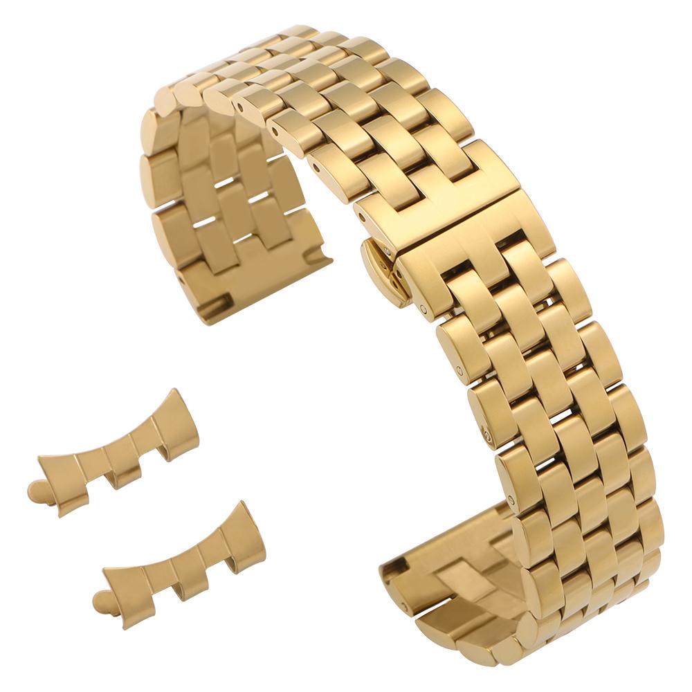 Curved End Watch Strap 18mm 20mm 22mm Solid Stainless Steel Watch Bracelet for Tissot Butterfly Clasp Men Women Universal Straps