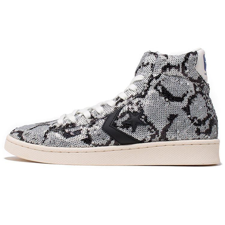 

Кроссовки унисекс Converse Pro Leather Mid Snakequins Silver Vintage-White Black 165752C