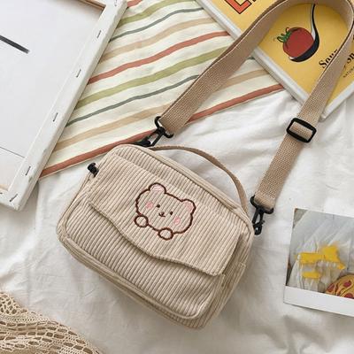 Torebka Lolita Girl Sztruksowa Torba na Ramię Crossbody Torba Kurierska z Misiami Córka