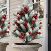 Faux Cedar Trees 22 Inch Realistic Greenery Faux Tree Outdoor With Red Berries For Yard Lawn Patio Porch Pathway Planter Flower