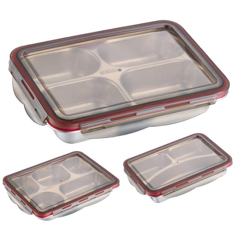 304 Stainless Steel Bento Lunch Box With PP Lid,Sealed Compartments Adult Lunch Box,Children's Student Kindergarten Meal Plate