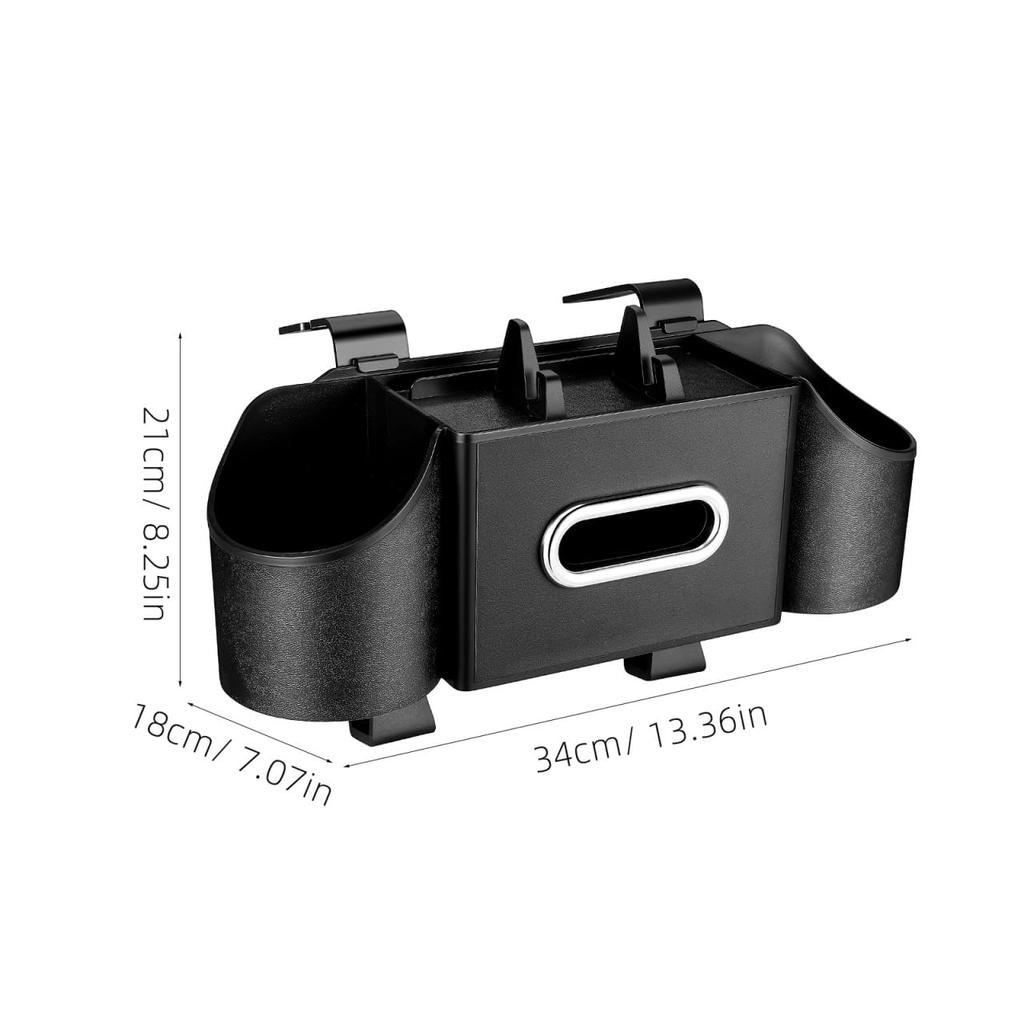 FRCOLOR Multifunctional Car Storage Drink Holder Tissue with Drink Holder Storage Stylish and Neat Car Interior Storage Box, & Case, 34x21x18cm, Hook,