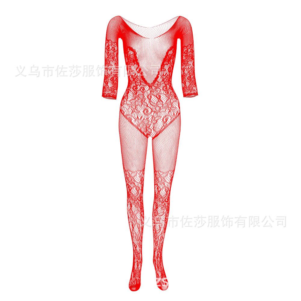 Sex Underwear Large Size, Women's Transparent Mesh One-piece Long-sleeved Crew Neck Mesh One-piece Stockings