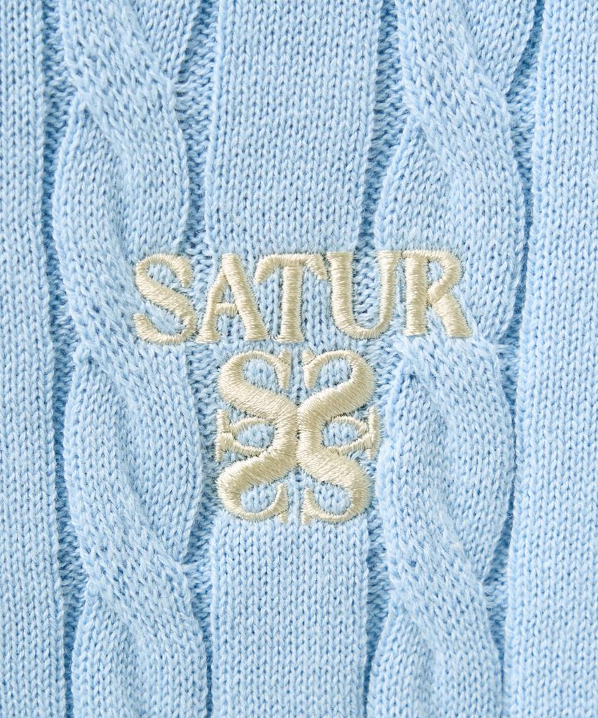 Seteo (W) Cable Crew Neck Half Knit Sky Blue