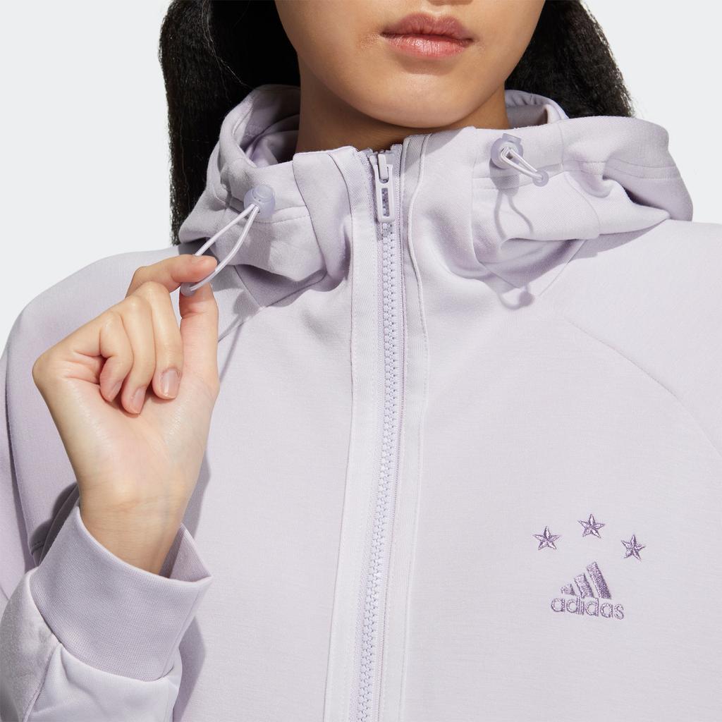 Adidas Logo Print Long Sleeve Hooded Jacket Women Outerwear Light-Purple HY2817