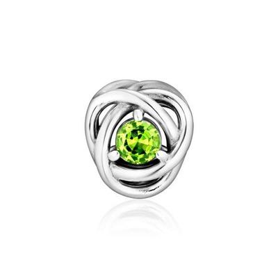 790065C03 August Birthstone Spring Green Eternity Circle Silver Charm