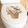 Cartoon Green Leaf Flower Basket Little Bird Bathroom Toilet and Home Beautification Stickers