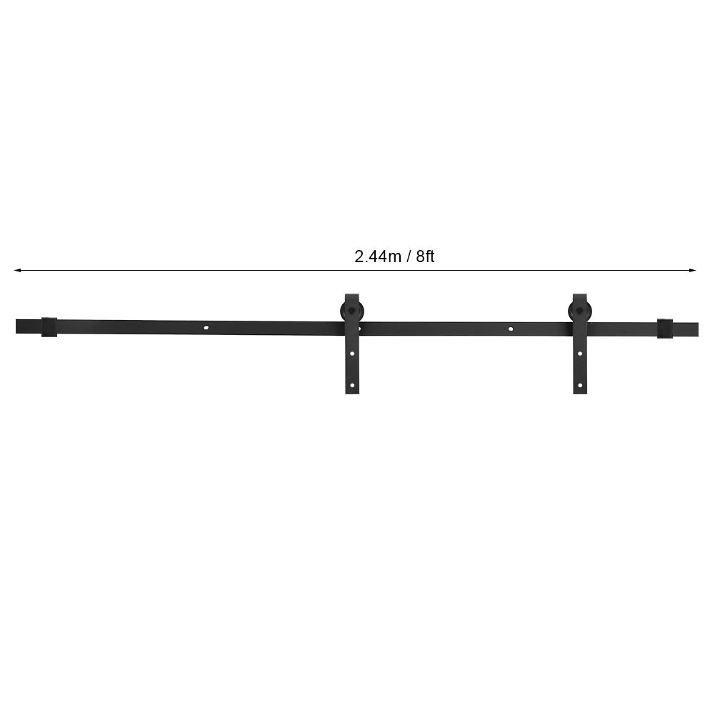 Household Wheel Sliding Barn Door Hanging Rail Pulley Hardware Single Door 2.44m Interior Closet