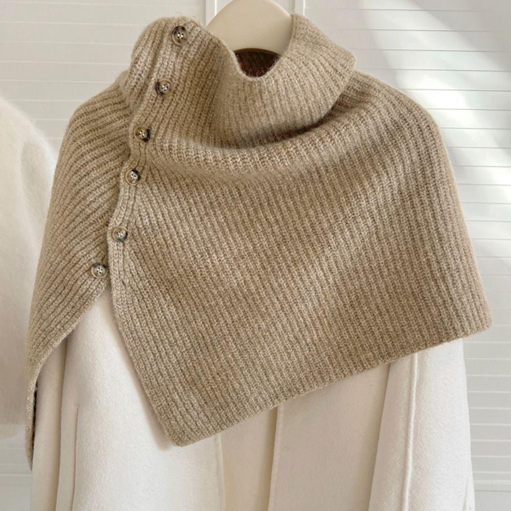 Warm Knitted Shawl Thicken Scarves Knitwear Simple High Neck Scarf Women