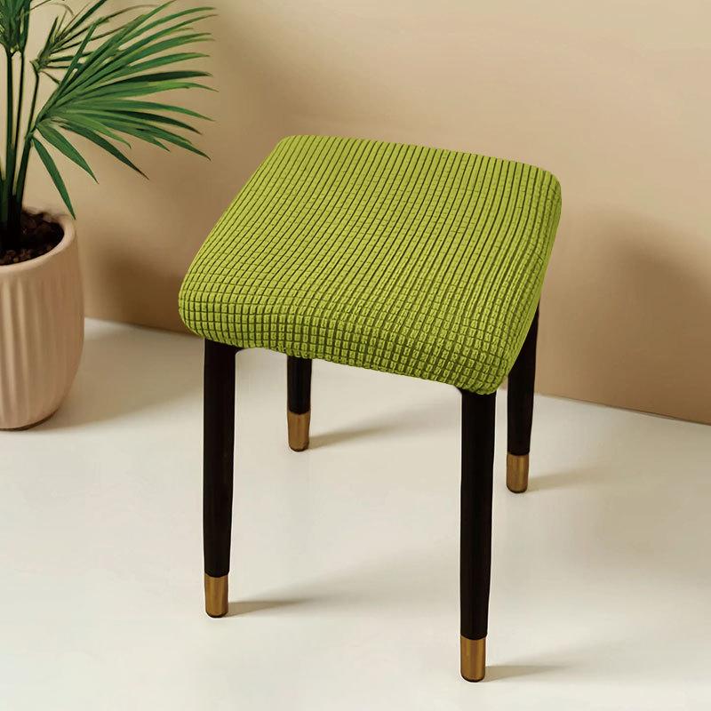 Jacquard Square Stool Covers Elastic Dust-proof and Anti-slip Stretch Chair Cover Solid Color Geometric Pattern Seat Cover