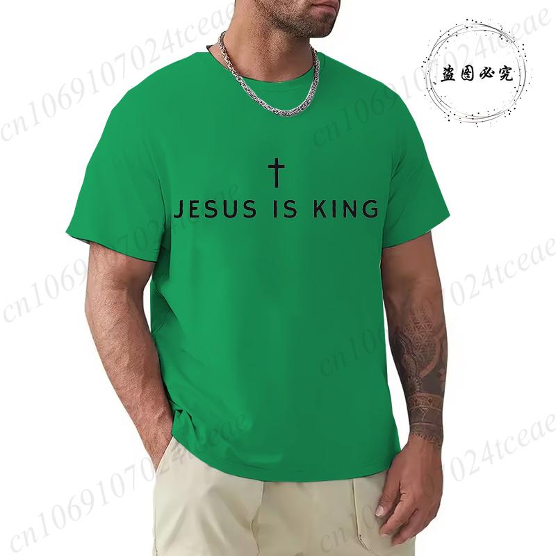 Herren T-Shirts Oberteile Jesus Ist König Shirt Christlich Lustige Herren T-Shirts Minimalistische Christliche Grafik Y2k Oberteile Hipster Trendige Kleidung
