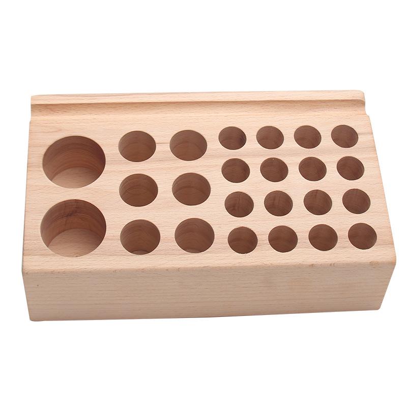 Handmade Beech Wood Tool Rack: 24-Hole Leather Tool and Punch Storage Box