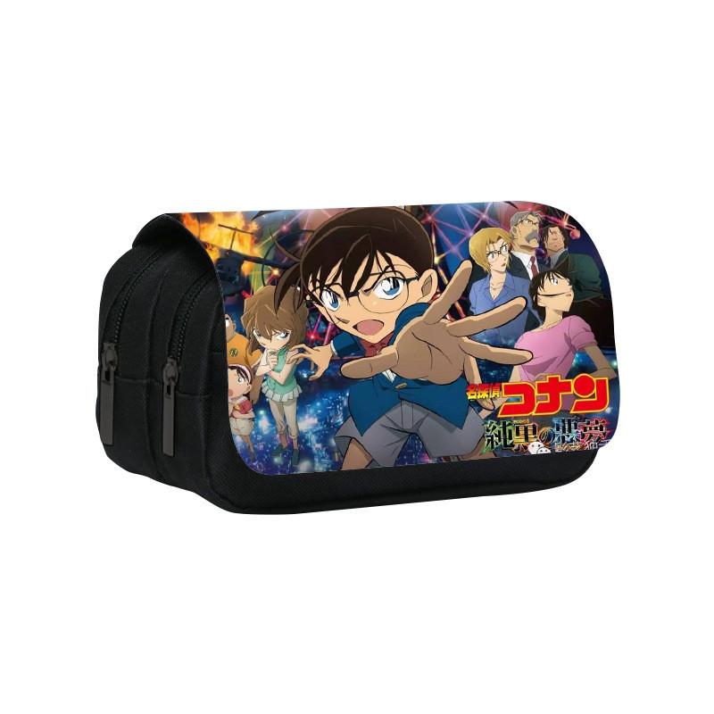 Detective Conan Double Layer Pencil Case Large Capacity Storage Organizer For Students
