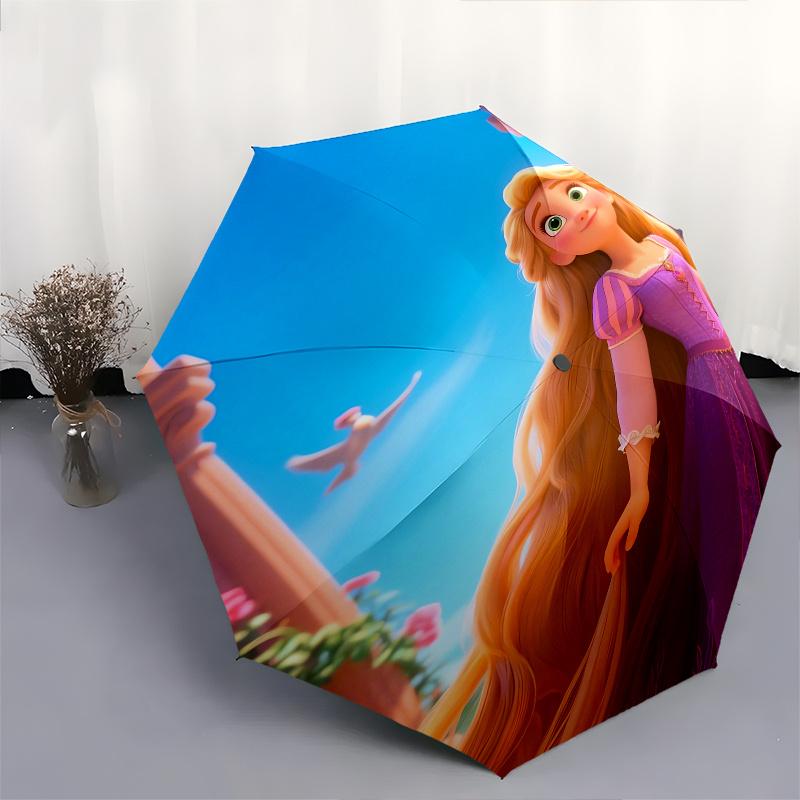 Princess, Rapunzel Automatic Opening and Closing Umbrella, Compact Travel Umbrella, Lightweight and Portable, Suitable for Beach Commuting B