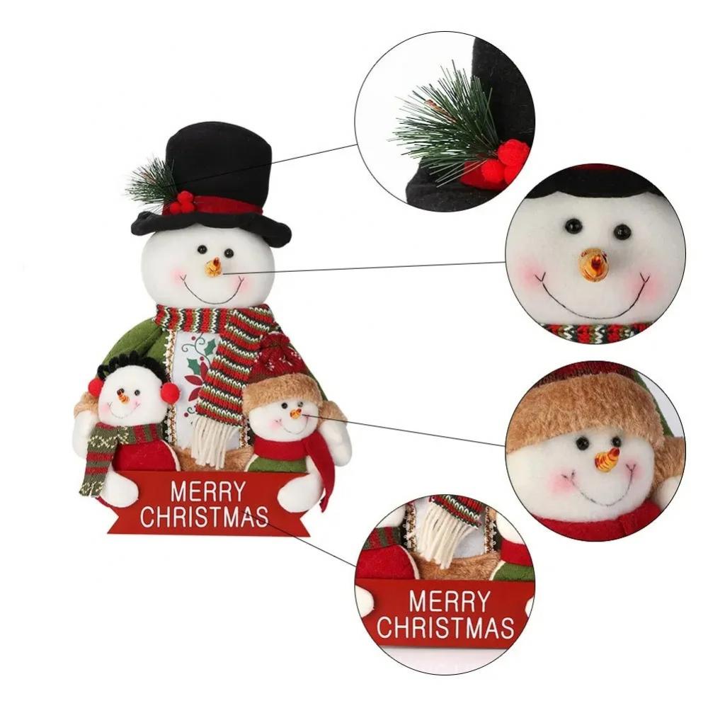 Christmas Dolls Decoration Short Plush Printe Santa Claus Snowman Doll for Christmas Tree Ornaments Figurin Room Decor Gift