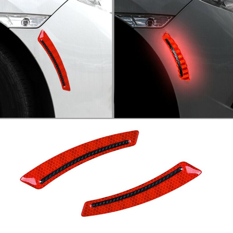 2pcs Car Reflective Stickers Wheel Eyebrow Mudguard Luminous Warning Decals Anti-collision Strips