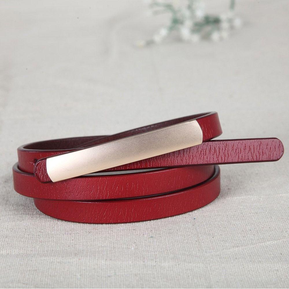 

Роскошный дизайн Ремень из натуральной кожи Женский Брючный Ремень для платья Модный Тонкий Пояс на талию красный