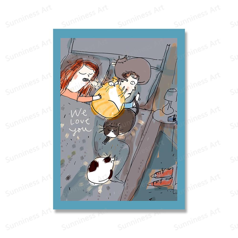 

Abstract We Love You Cat Dad Quote Wall Art Canvas Painting Nursery Animal Cats Poster Print Pictures for Living Room Home Decor 21x30cm No Framed белый