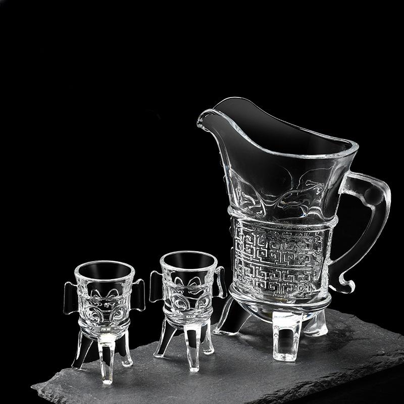 10ml-100ml Duke Pot Antique Imperial Glass Small Cup Household Creative 3- Foot Cup Chinese Korean Style Cup Tiny Wine Cup Set