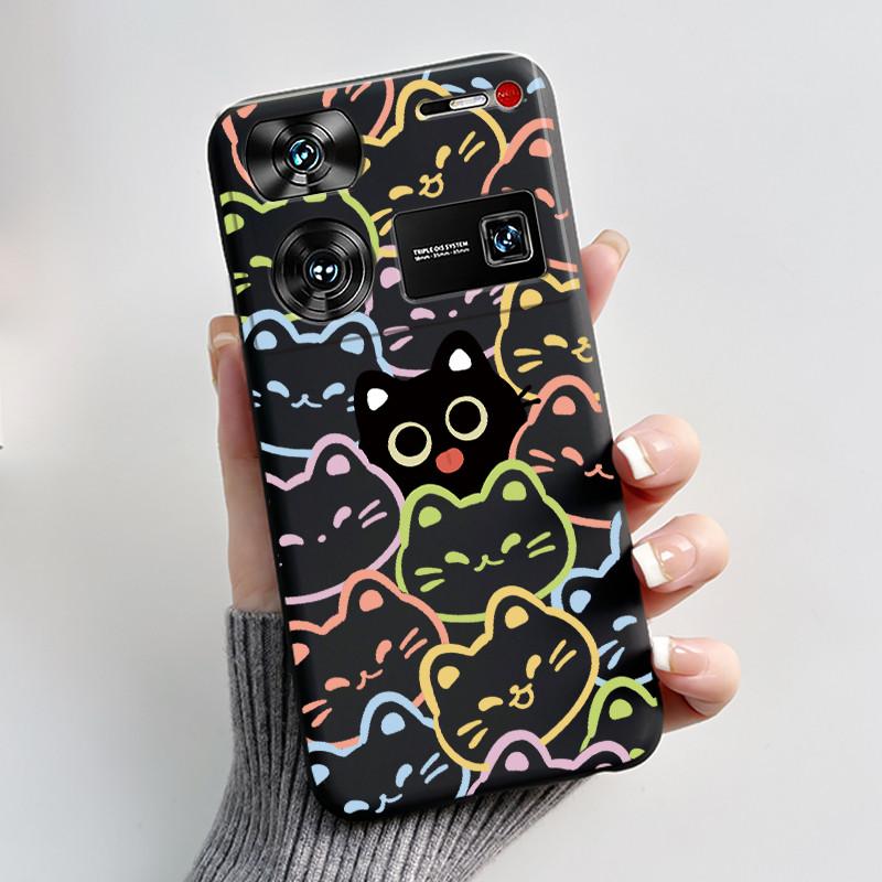 Case For ZTE Nubia Z60 Z70 Z70S Z50 Ultra Cute Love Heart Rabbit Matte Black Soft Silicone Cover For Nubia Z60Ultra Fundas Shell