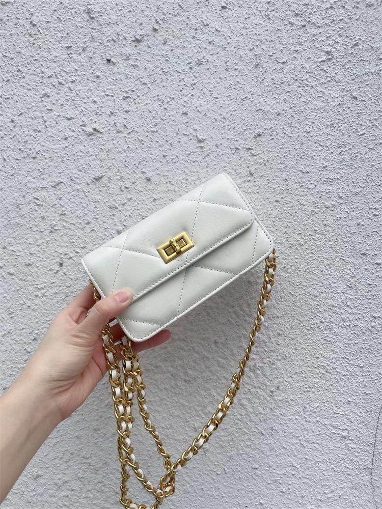 2026 New Summer Fresh Small Bag Sheepskin Small Square Bag Mini Chain Mobile Phone Bag Square Buckle Pink Crossbody Bag Women