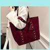 Borsa Tote in Pelle Scamosciata con Decorazioni a Cuore Urbano e Borchie per Donna Per Uso Quotidiano