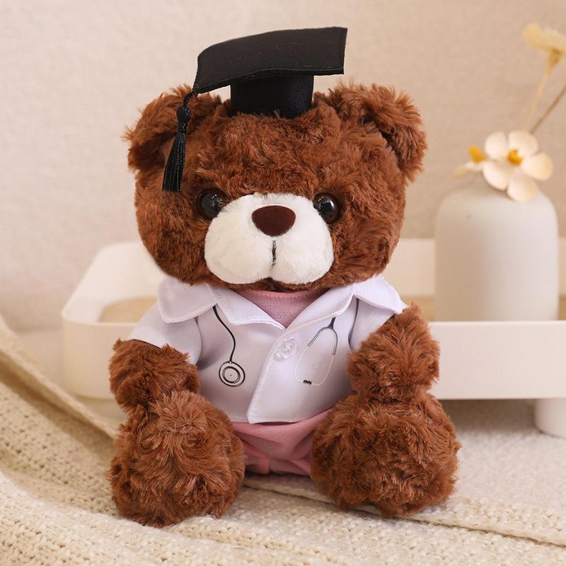 

Cute Dr. Bear Doll Plush Teddy Bear Hug Bear Doll Muppet Doll Graduation Gift for Classmates 23cm（0.14kg）