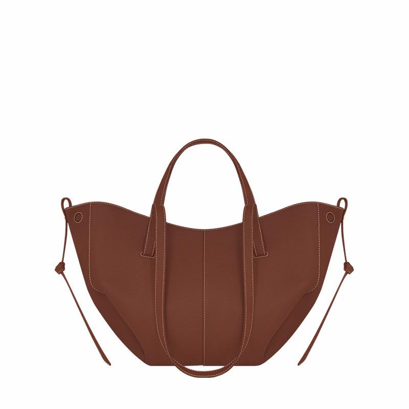 Genuine Polene Women's Large Cowhide Tote with Pleated Design – Shoulder and Underarm Fashion Bag.