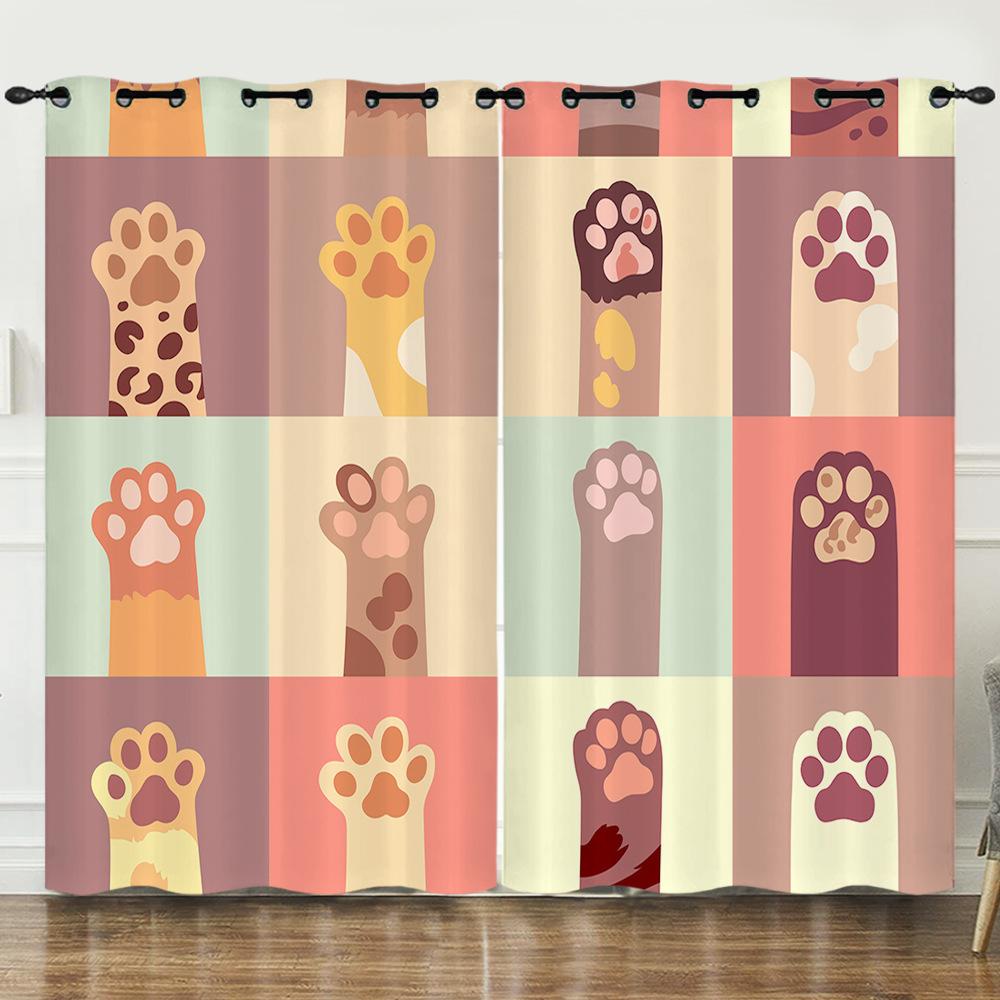 Curtain Cartoon Animal Animation Kitten 3D Digital Printing Blackout Curtain 3D Three-Dimensional Printing