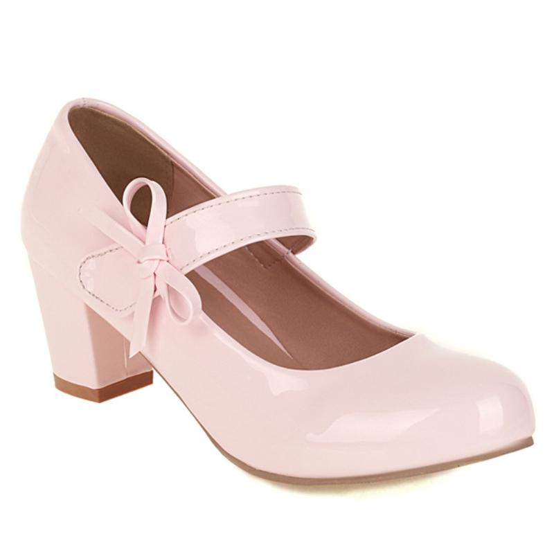 Dámské boty Mary Janes s blokovým podpatkem 2025 Jaro Luxusní Bílá Zlatá Růžová Stříbrná Černá Boty na svatbu s podpatkem Dámské Velká velikost 45