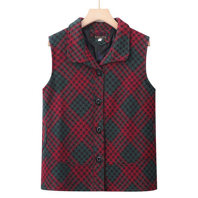 

Plus Size Wool Vest Cardigan for Middle-Aged & Elderly Women - Spring Fashion 4XL (135-145 jin)