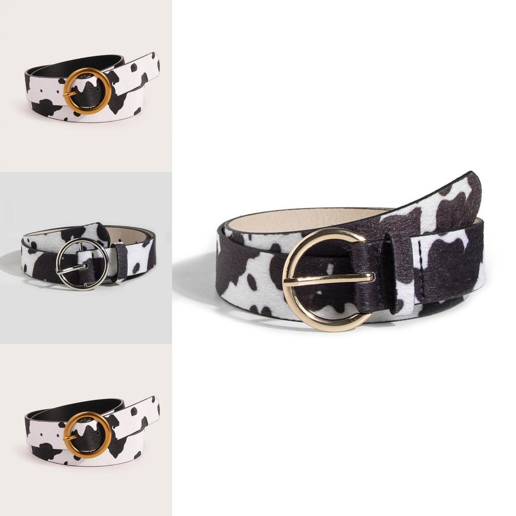 Vintage Cow Pattern Faux Leather Belt With Alloy Buckle For Stylish Girls