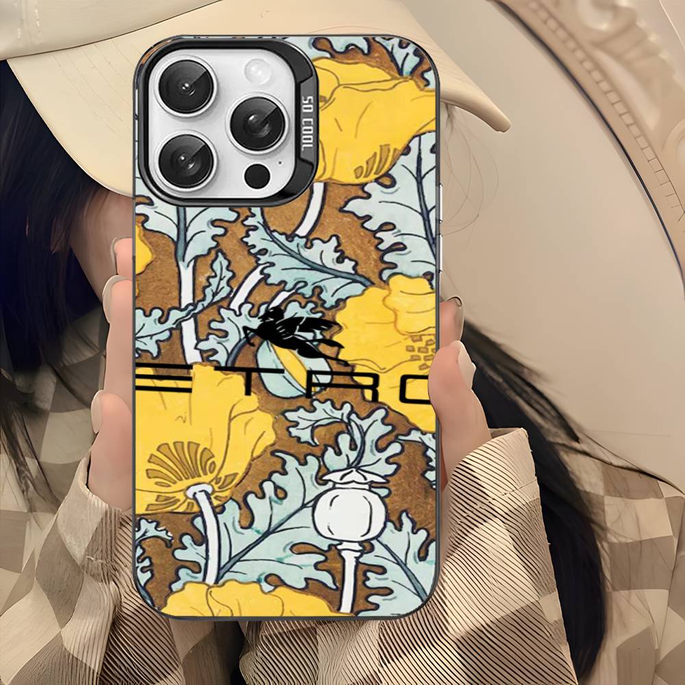 Fashion And Luxury E-Etro Phone Case For IPhone 17 16 15 14 11 12 13 Pro Max Plus Pro Colored Silver Cover