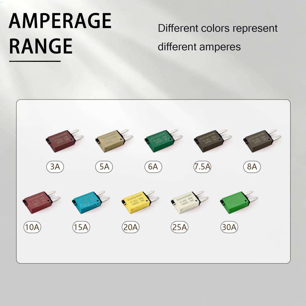 ATM Resettable Fuse Low Profile Mini Blade Fuse 3A 5A 10A 15A 20A 30A for Marine RV 12V/32V Car Circuit Breaker Circuit Breaker 6
