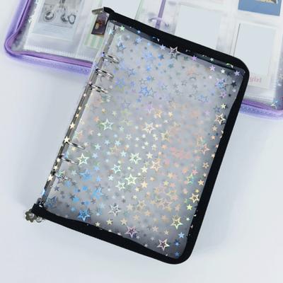 Kroužkový pořadač Průhledné okénko Design Hvězdy PVC obal Organizér na karty s více přihrádkami Přenosný držák na karty Pořadač