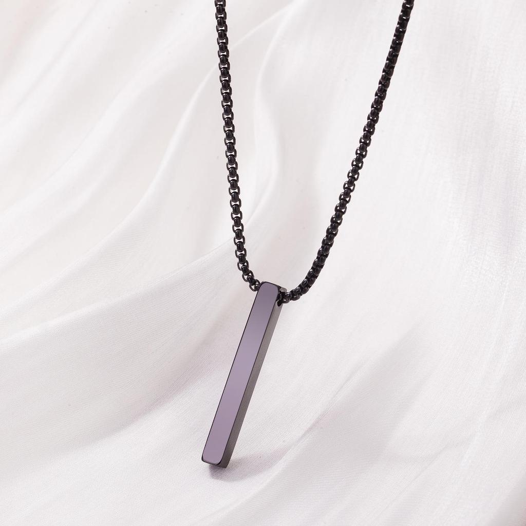 Men's Stainless Steel Minimalist Long Bar Necklace