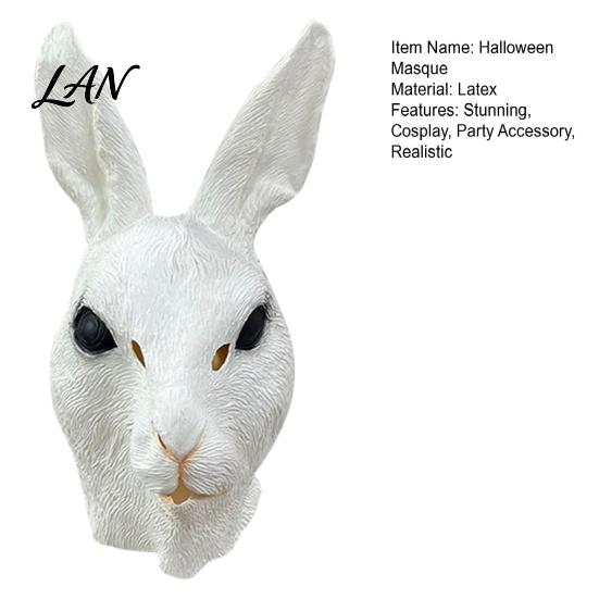Unbeschränkte Sicht Halloween-Maske Hasenkopf für Erwachsene, Realistische Kaninchen-Latexhaube, Langlebige Kostüme Tierkostüm Karneval Cosplay Party