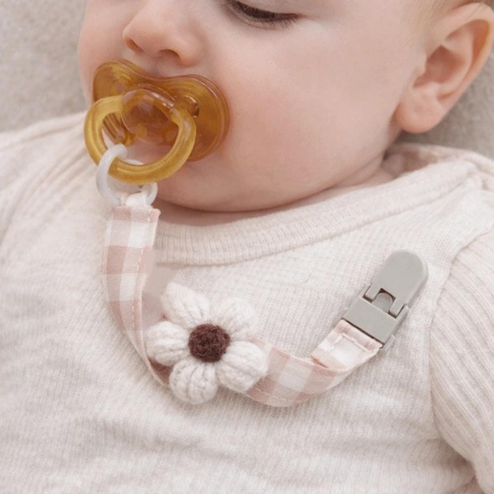 Cute Flower Dummy Nipple Holder Plastic Embroidery Pacifier Clips Baby Pacifier Chain Children