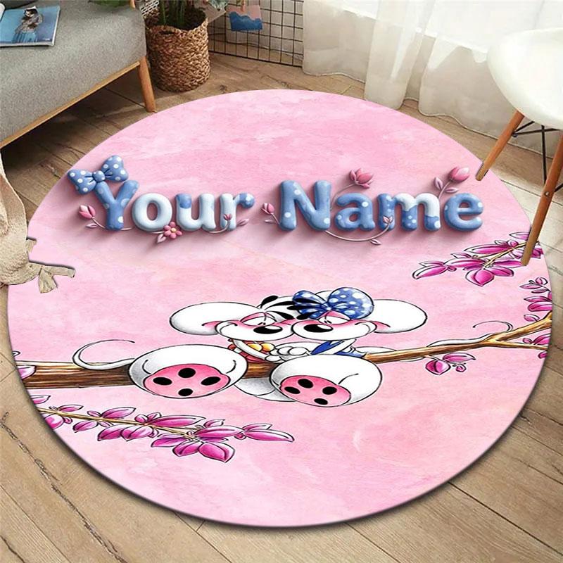 Diddl Custom Name Round Area Rug,Carpet Rug for Living Room Bedroom Sofa Playroom Decor,Non-slip Floor Mat