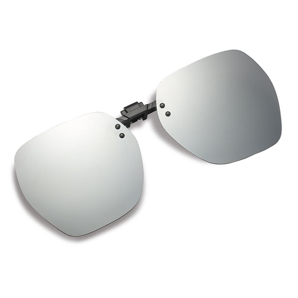 Polarized Sunglasses Clip Rimless Square Flip Up Glasses For Men Women Night Vision Clip On Eyeglasses Travel Driving Goggles